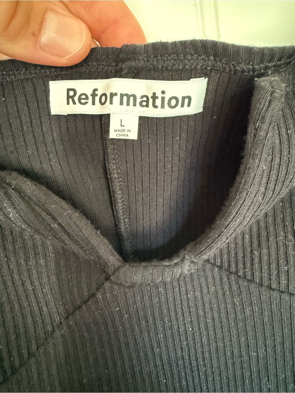 Reformation Heather Black Ribbed Tencel Sweetheart Bodysuit Size L - Picture 5 of 12